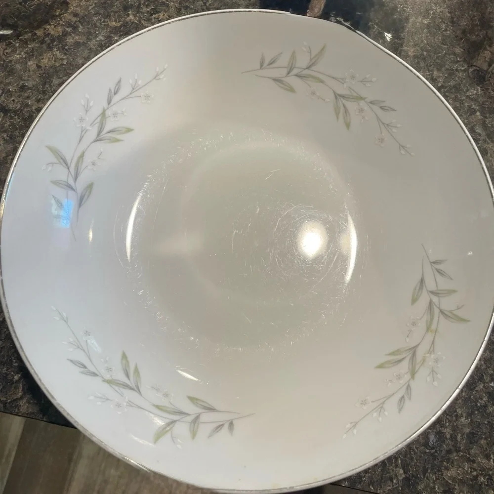 St Regis Fine China Serving Bowl White Floral Silver Trim